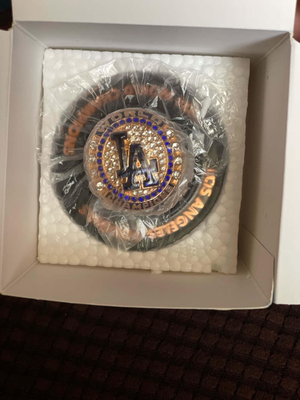 Los Angeles Dodgers Gold and Blue Championship Ring Keychain